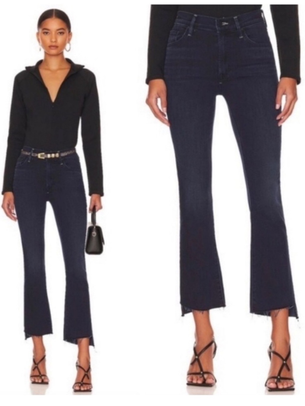 MOTHER The Insider Crop Step Fray Night in Paris SZ 23 dark wash raw jagged hem